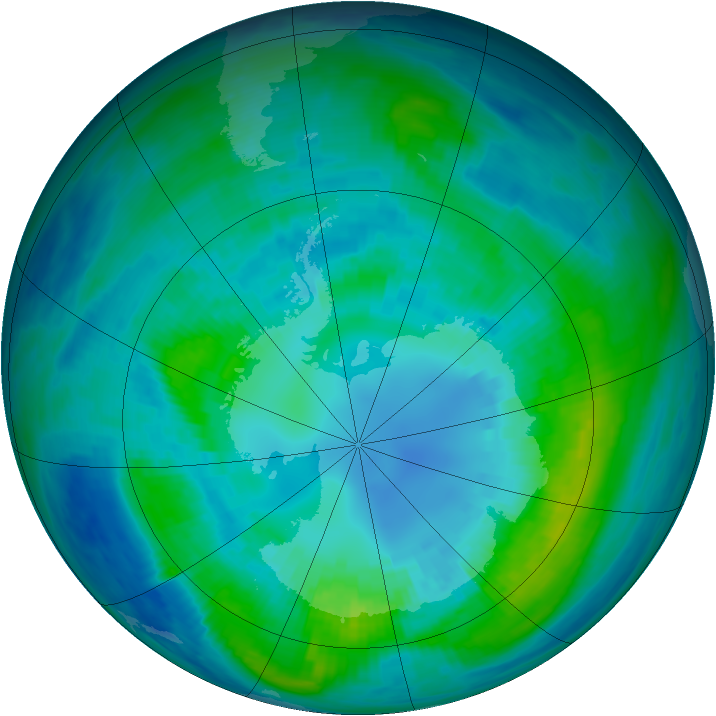 Antarctic ozone map for 14 April 1987